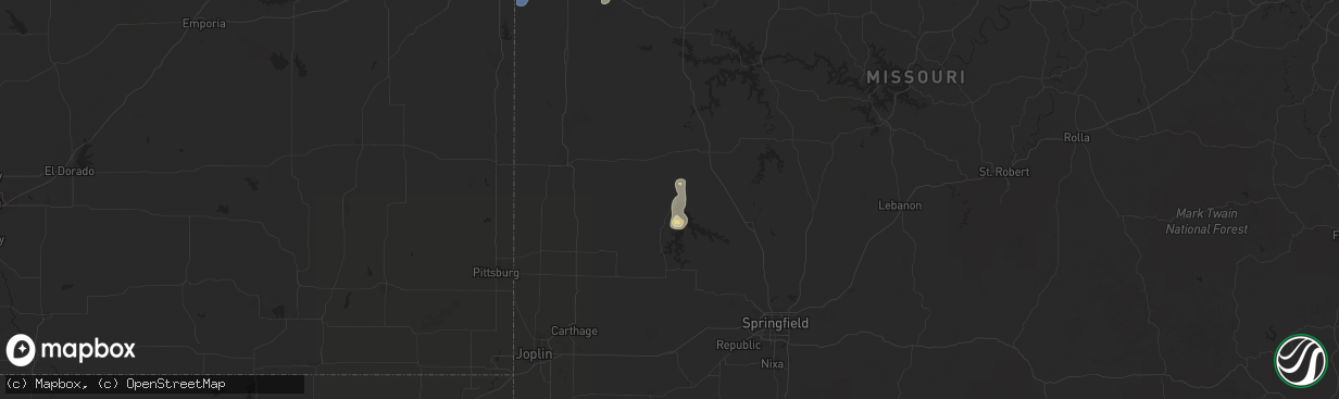 Hail map in Stockton, MO on September 18, 2025
