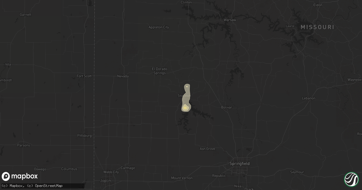 Hail map in Stockton, MO on September 18, 2025