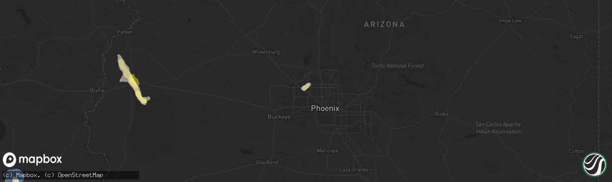 Hail map in Sun City, AZ on September 18, 2025