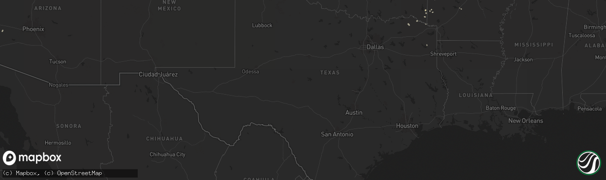 Hail map in Texas on September 18, 2025