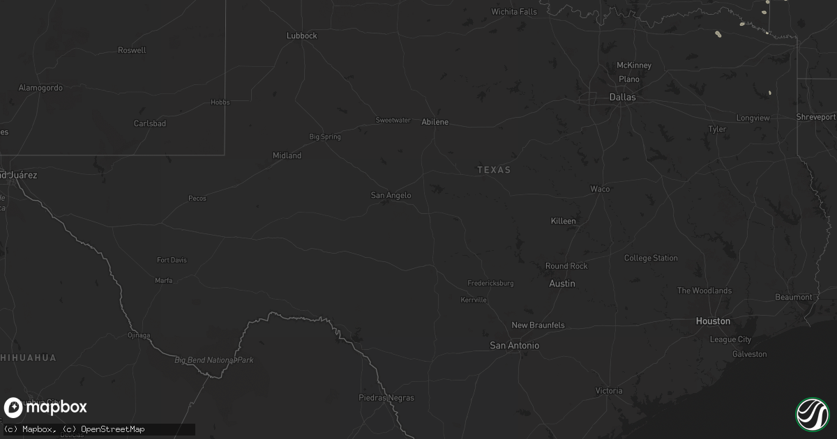 Hail map in Texas on September 18, 2025