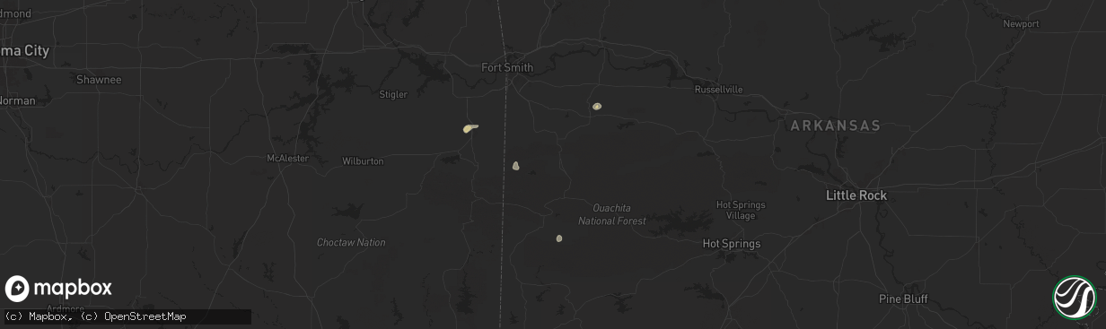 Hail map in Waldron, AR on September 18, 2025