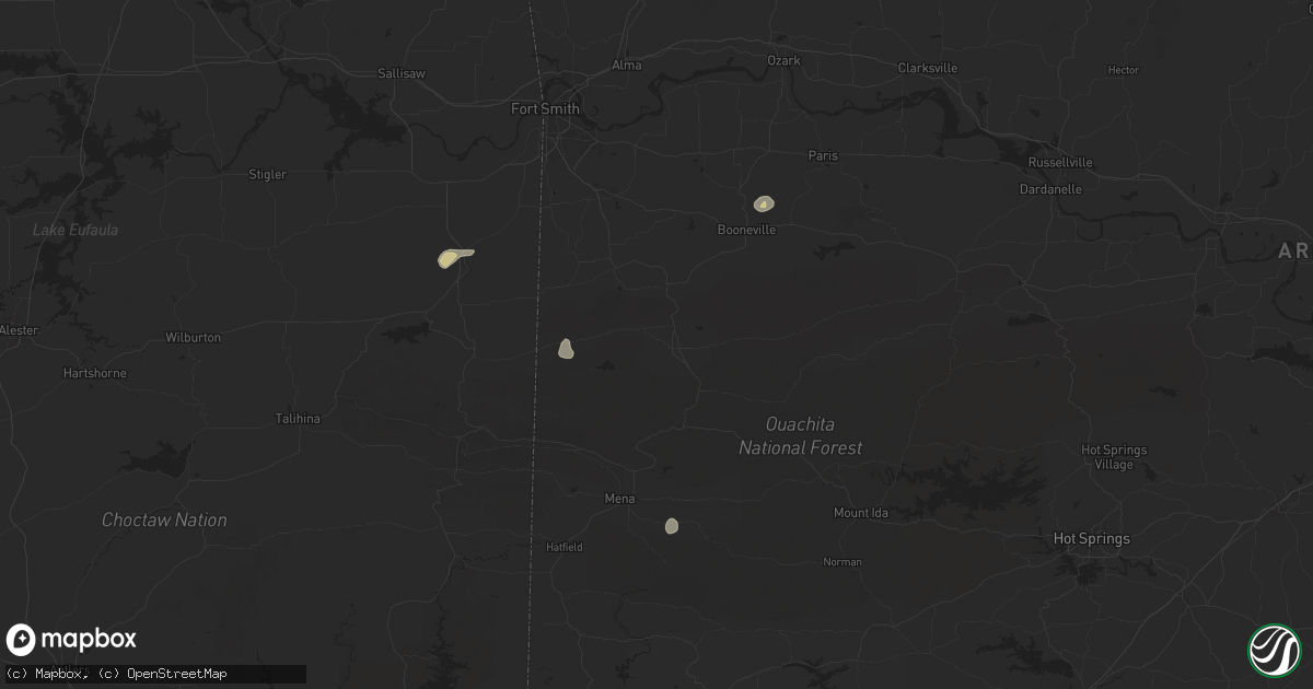 Hail map in Waldron, AR on September 18, 2025