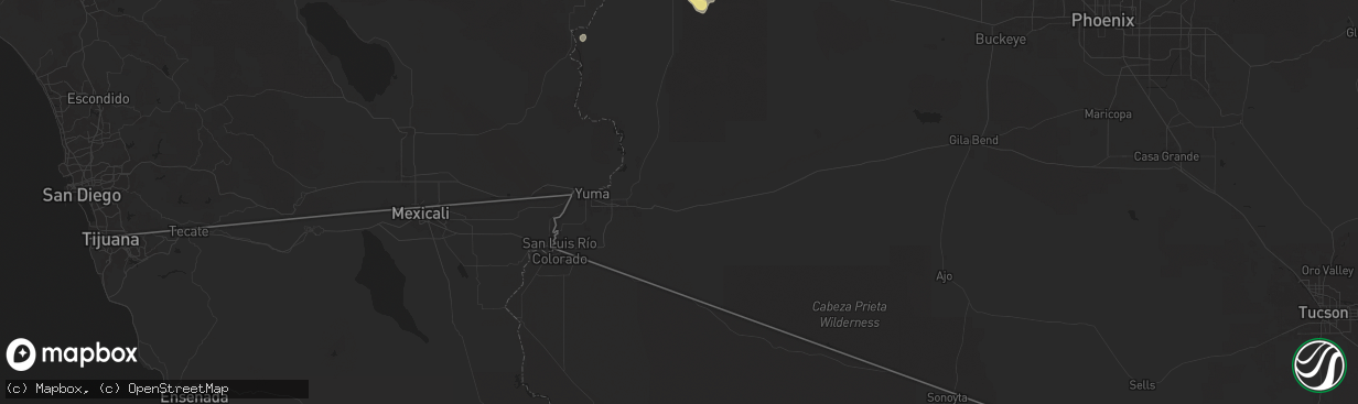 Hail map in Wellton, AZ on September 18, 2025