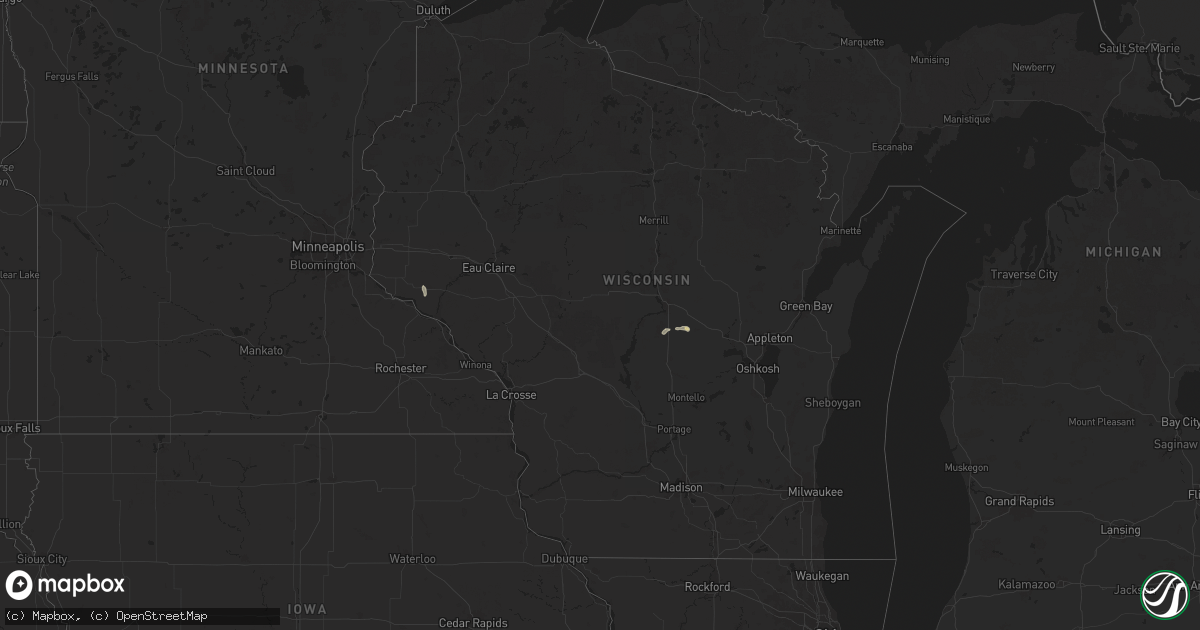 Hail map in Wisconsin on September 18, 2025