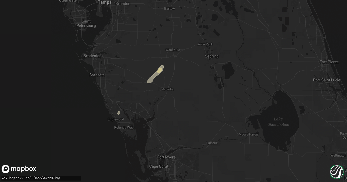 Hail map in Arcadia, FL on September 18, 2026