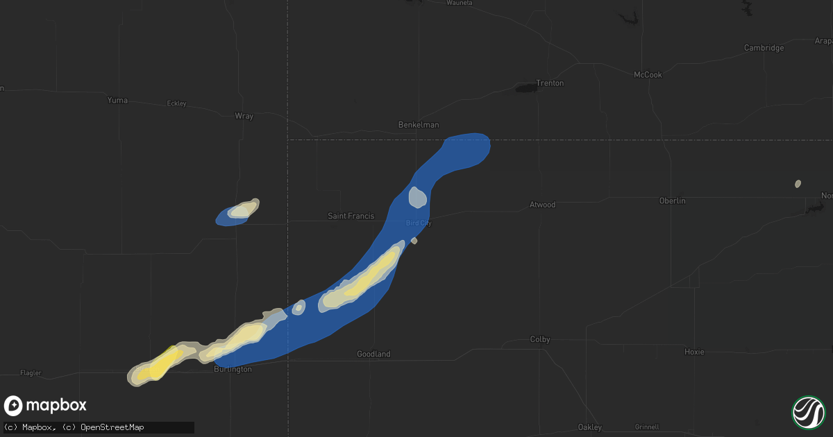 Hail map in Bird City, KS on September 18, 2026