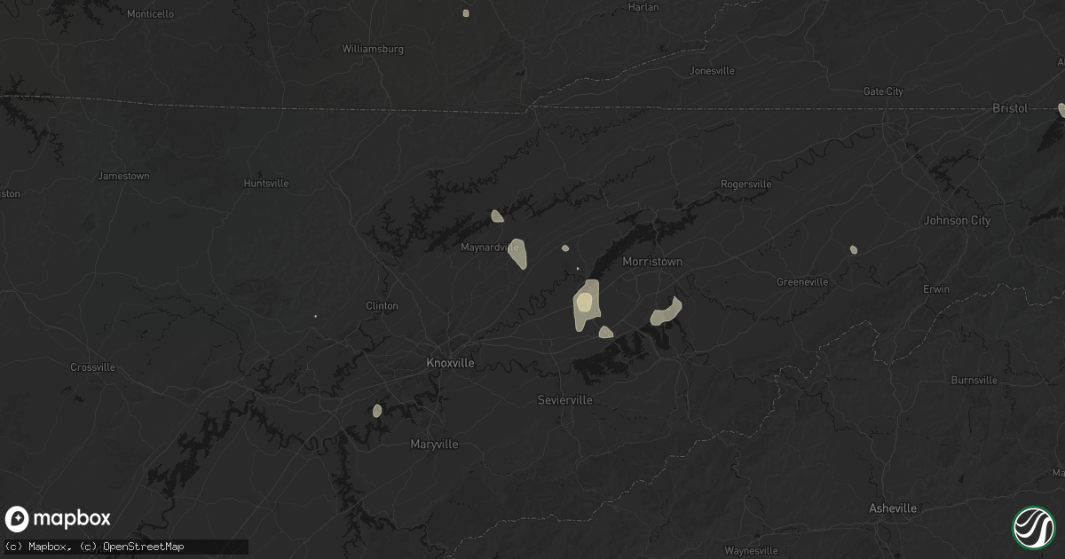 Hail map in Blaine, TN on September 18, 2026