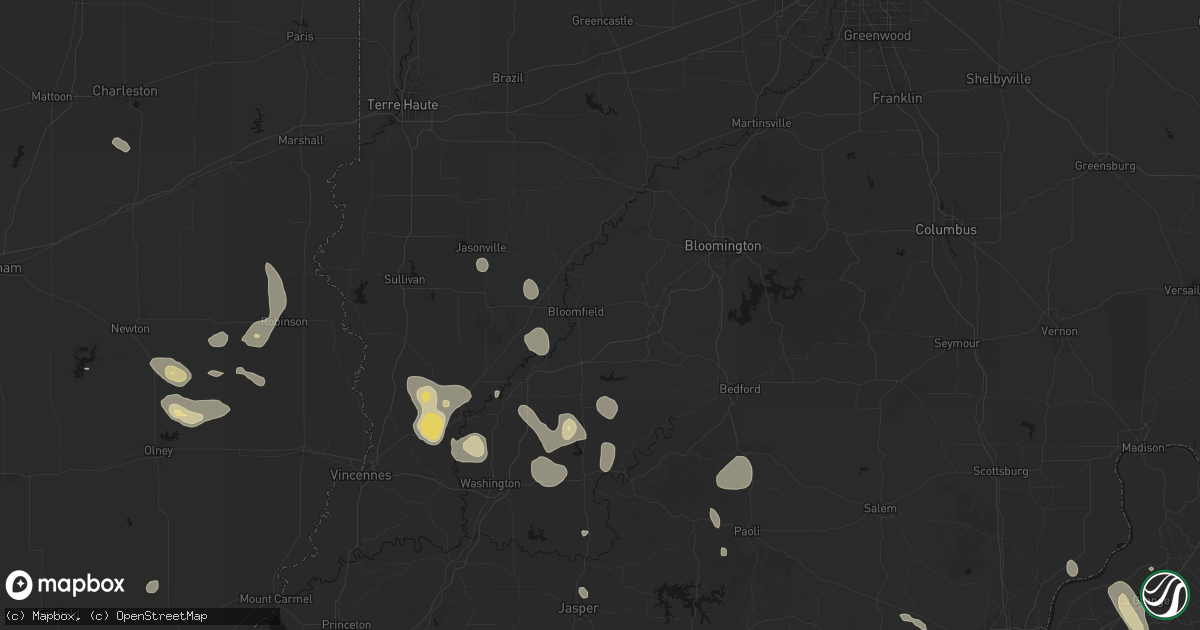 Hail map in Bloomfield, IN on September 18, 2026