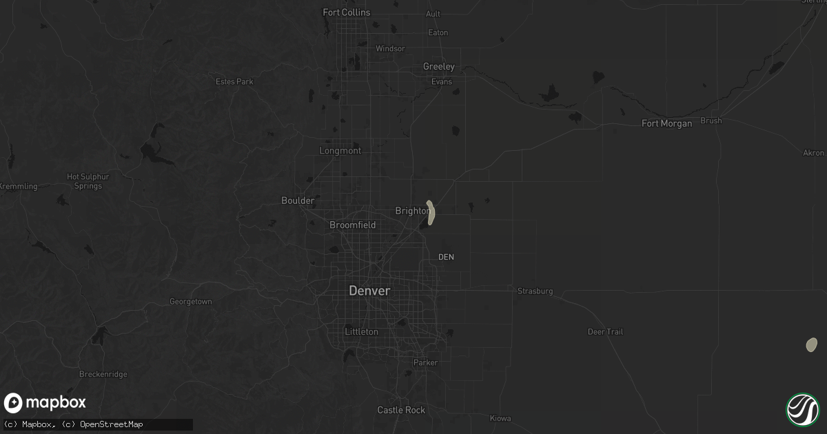 Hail map in Brighton, CO on September 18, 2026
