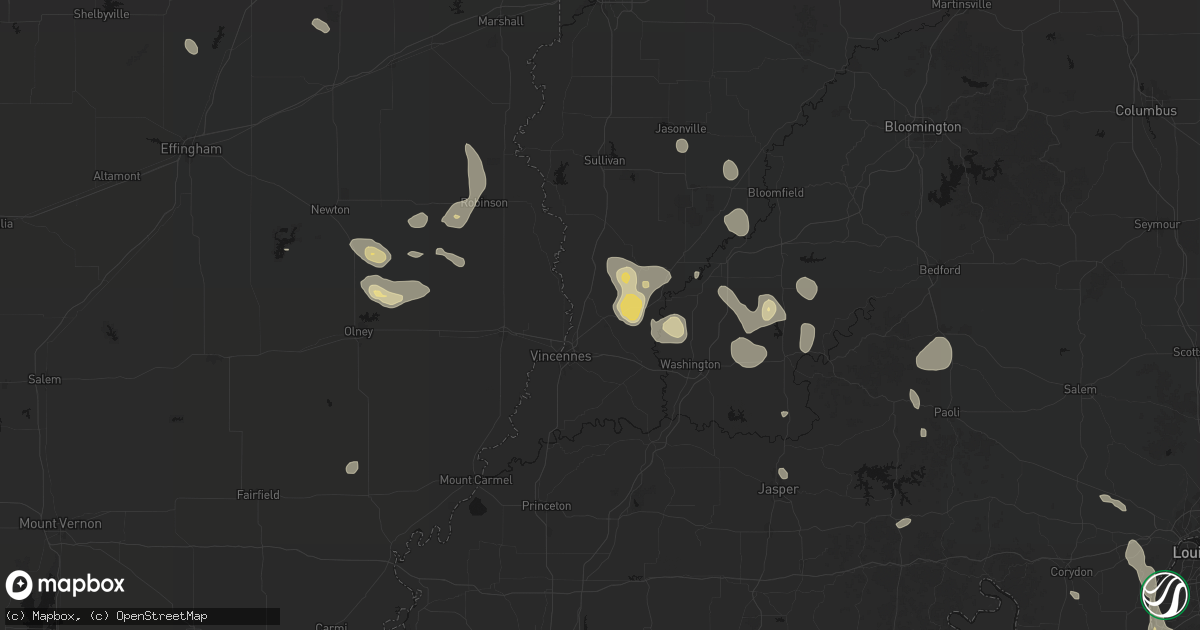 Hail map in Bruceville, IN on September 18, 2026