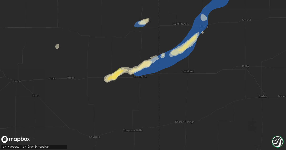 Hail map in Burlington, CO on September 18, 2026