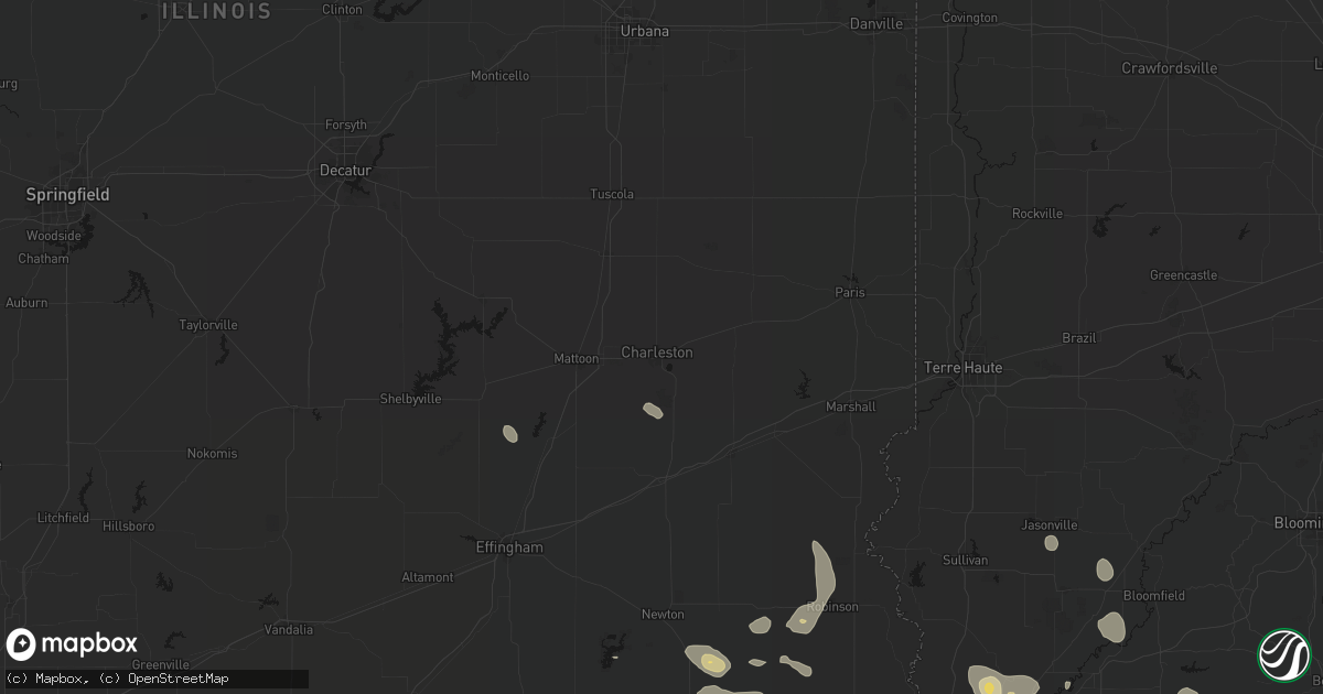 Hail map in Charleston, IL on September 18, 2026
