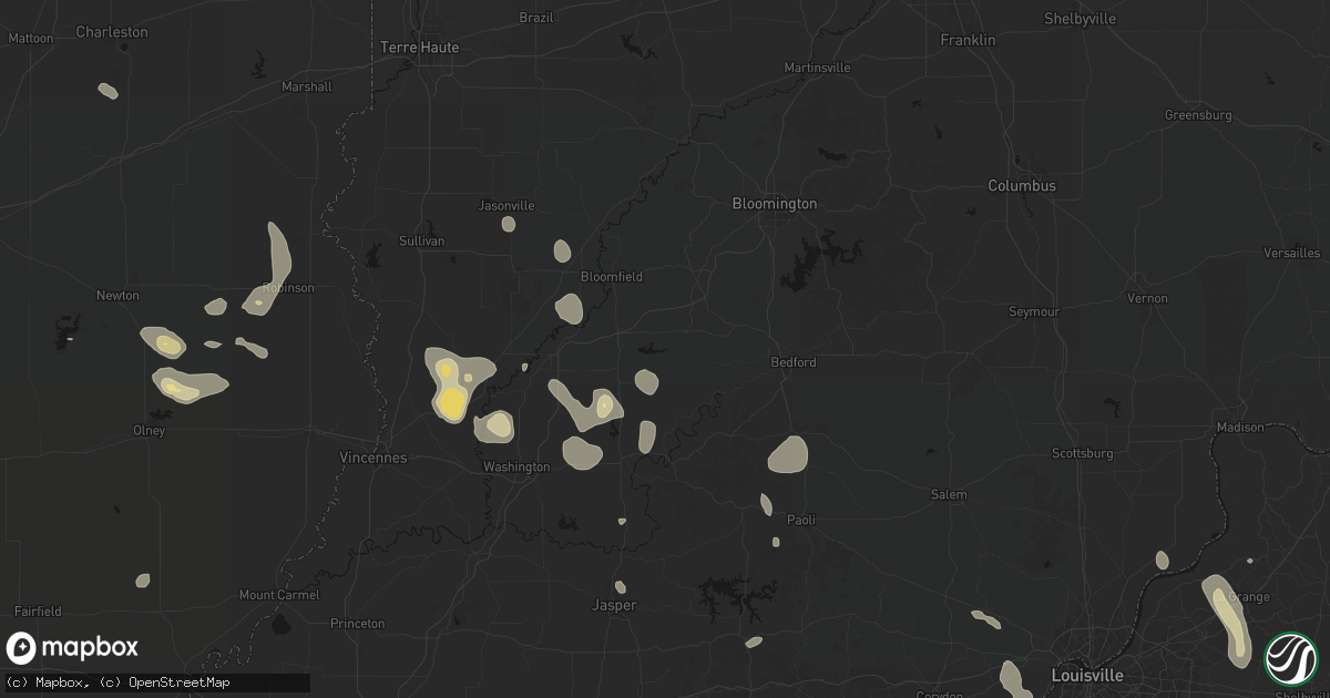 Hail map in Crane, IN on September 18, 2026