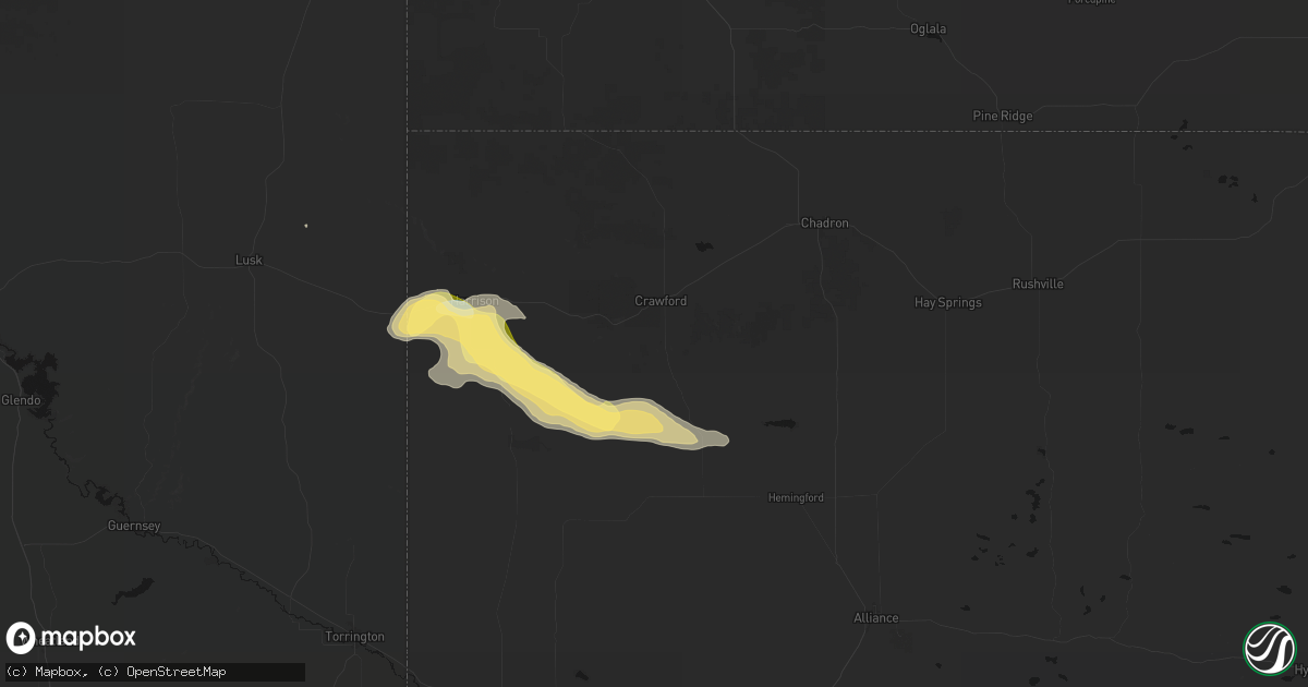 Hail map in Crawford, NE on September 18, 2026