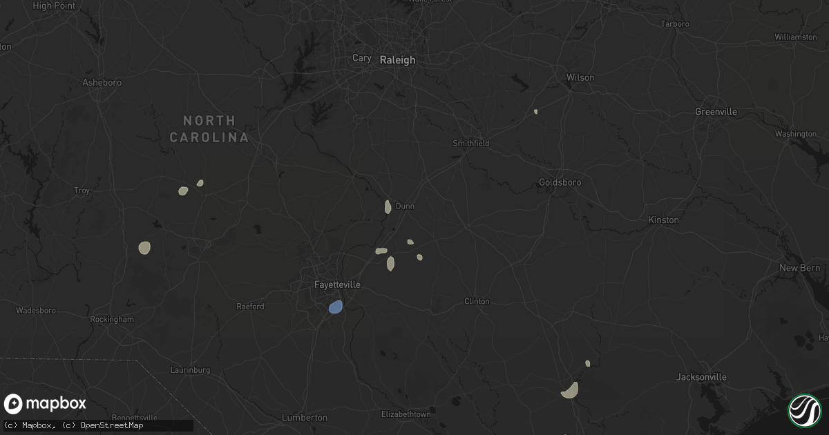 Hail map in Dunn, NC on September 18, 2026
