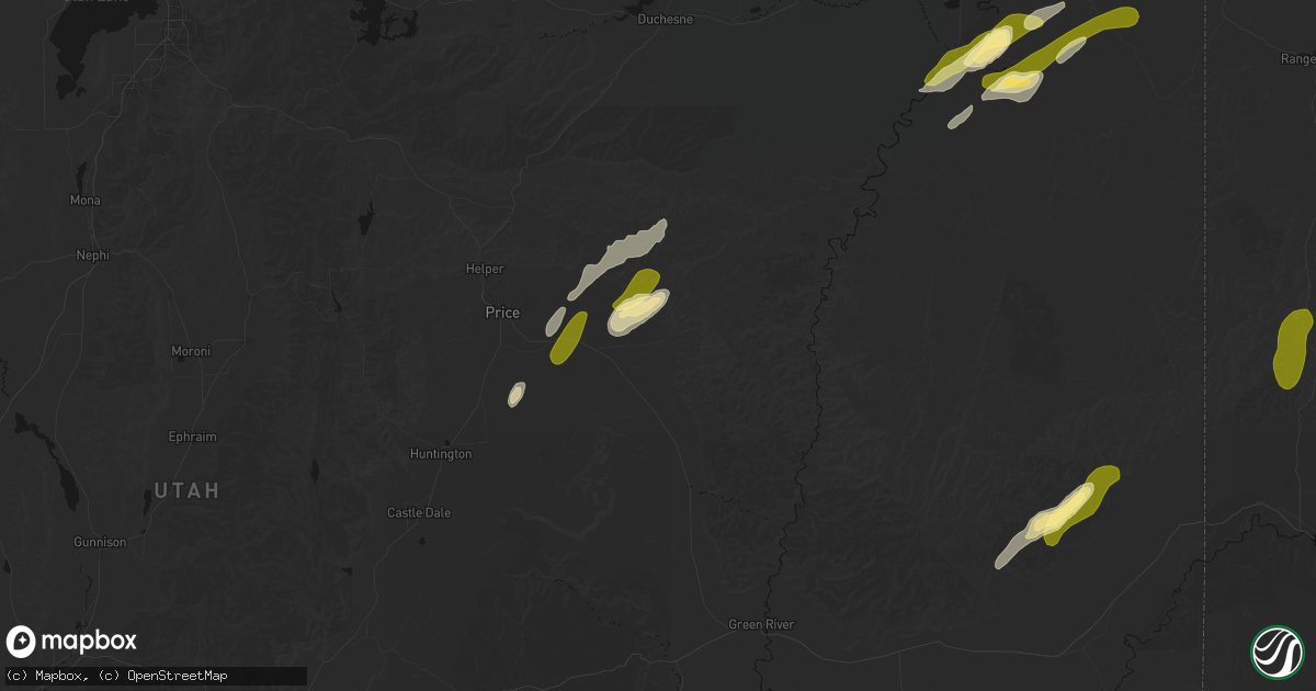 Hail map in East Carbon, UT on September 18, 2026