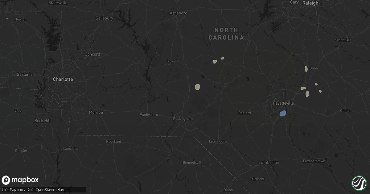 Hail map in Ellerbe, NC on September 18, 2026