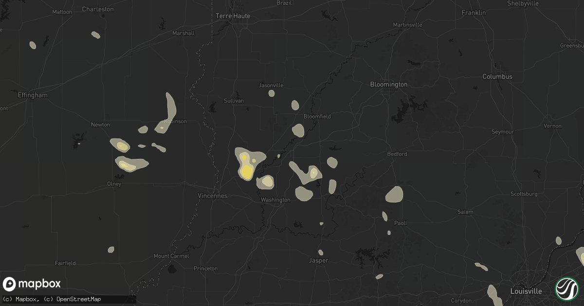 Hail map in Elnora, IN on September 18, 2026