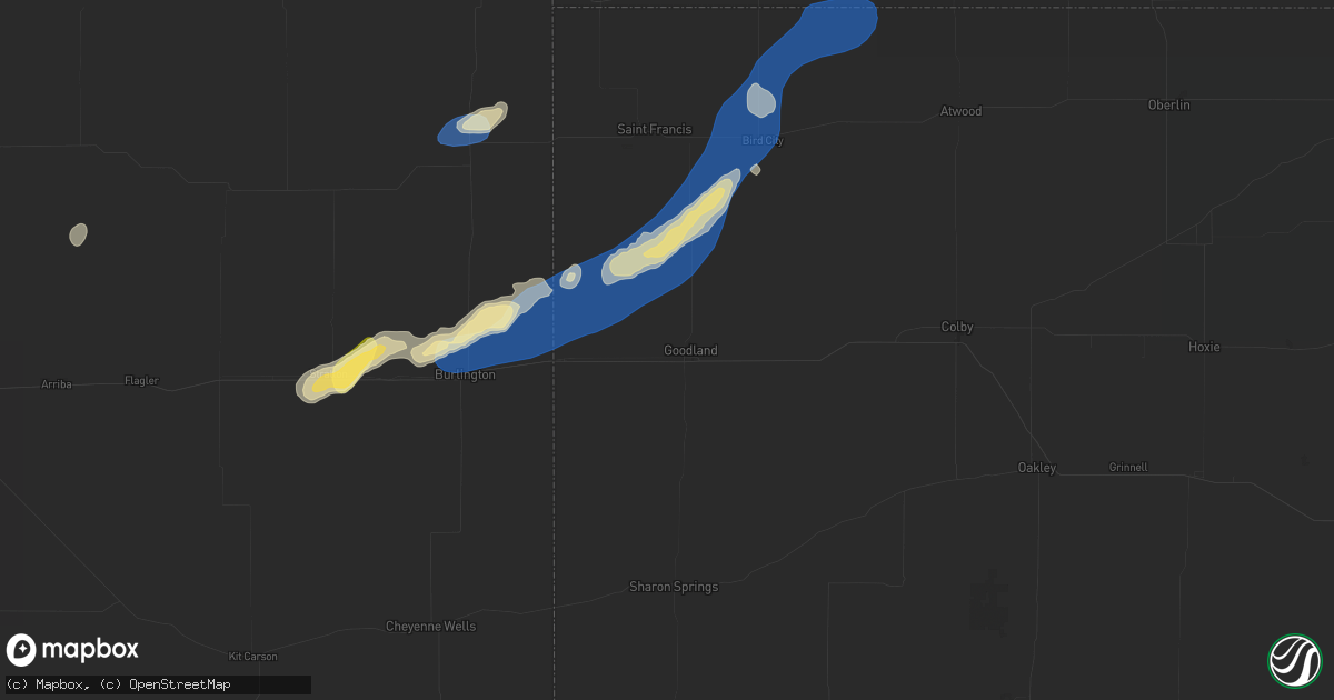 Hail map in Goodland, KS on September 18, 2026