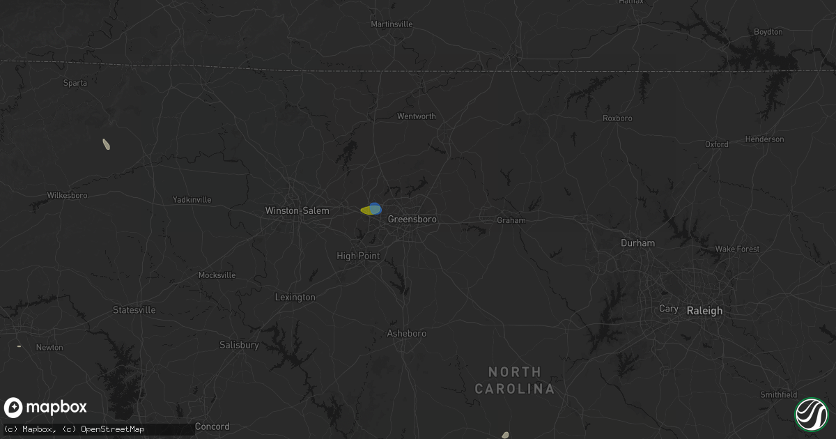 Hail map in Greensboro, NC on September 18, 2026