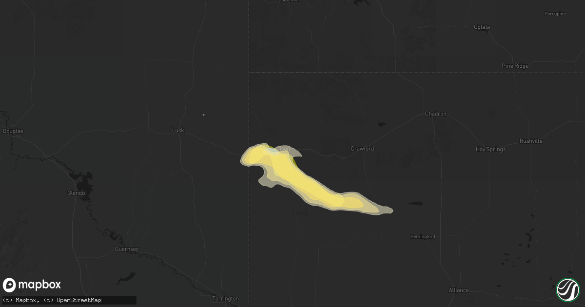 Hail map in Harrison, NE on September 18, 2026