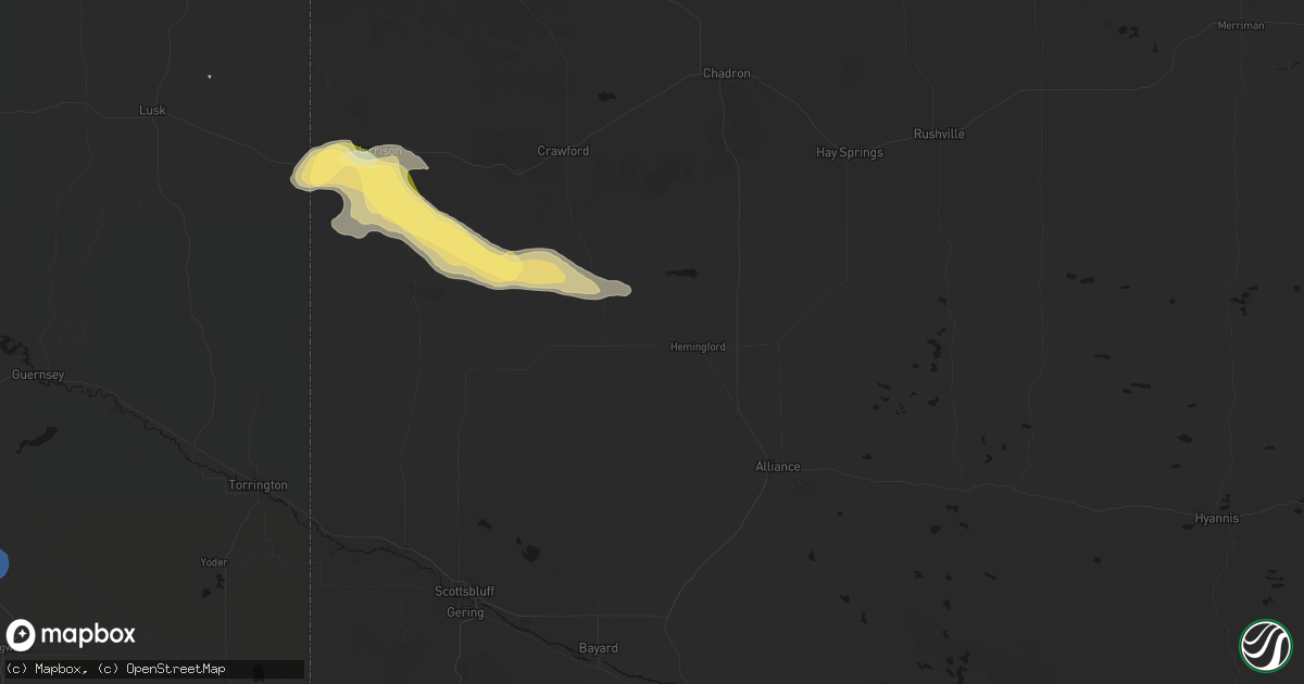 Hail map in Hemingford, NE on September 18, 2026