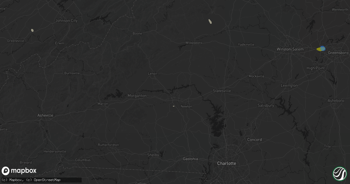Hail map in Hickory, NC on September 18, 2026