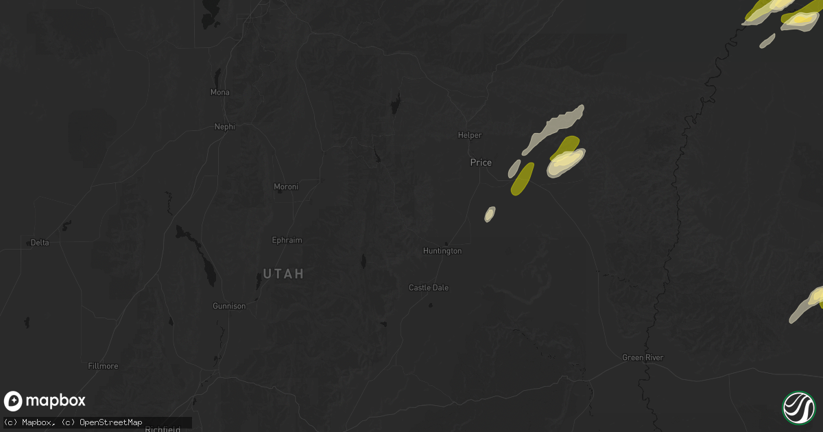 Hail map in Huntington, UT on September 18, 2026