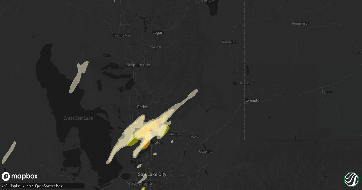 Hail map in Huntsville, UT on September 18, 2026