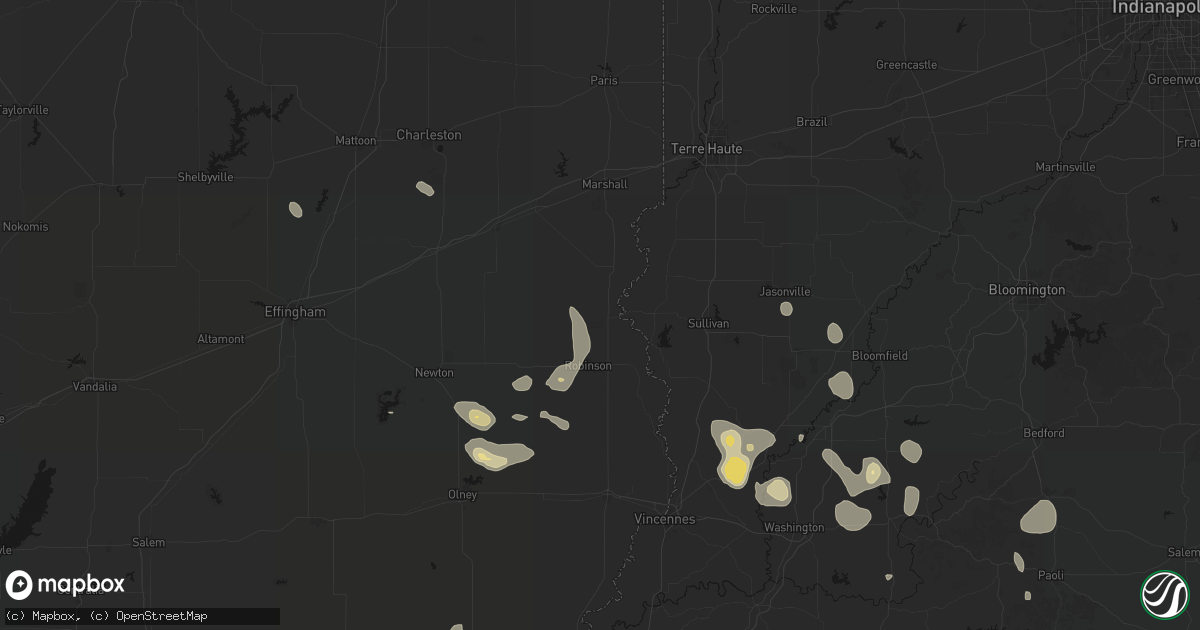 Hail map in Hutsonville, IL on September 18, 2026
