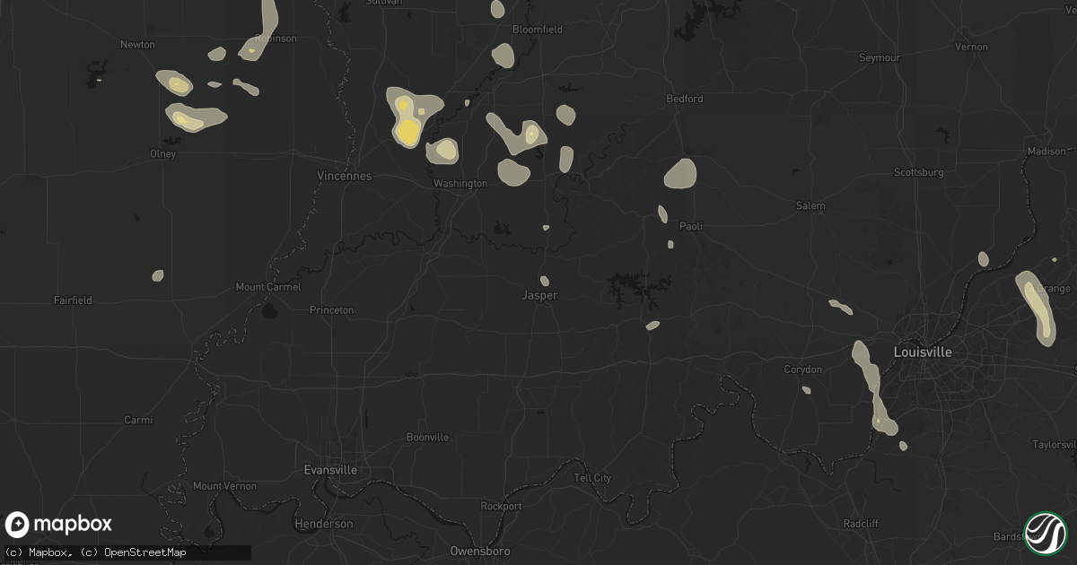 Hail map in Jasper, IN on September 18, 2026