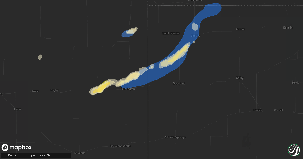 Hail map in Kanorado, KS on September 18, 2026