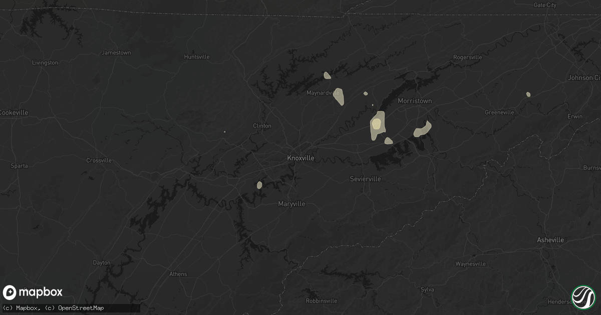 Hail map in Knoxville, TN on September 18, 2026