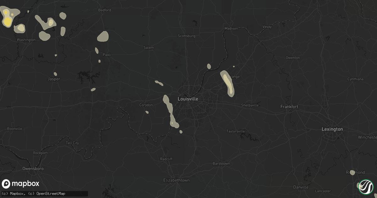Hail map in Louisville, KY on September 18, 2026