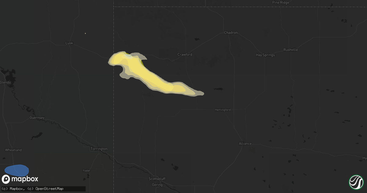 Hail map in Marsland, NE on September 18, 2026