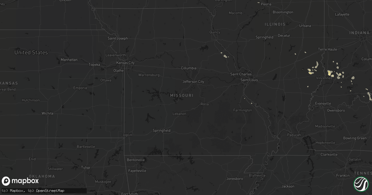 Hail map in Missouri on September 18, 2026