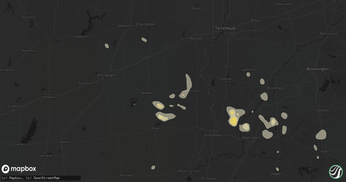 Hail map in Oblong, IL on September 18, 2026
