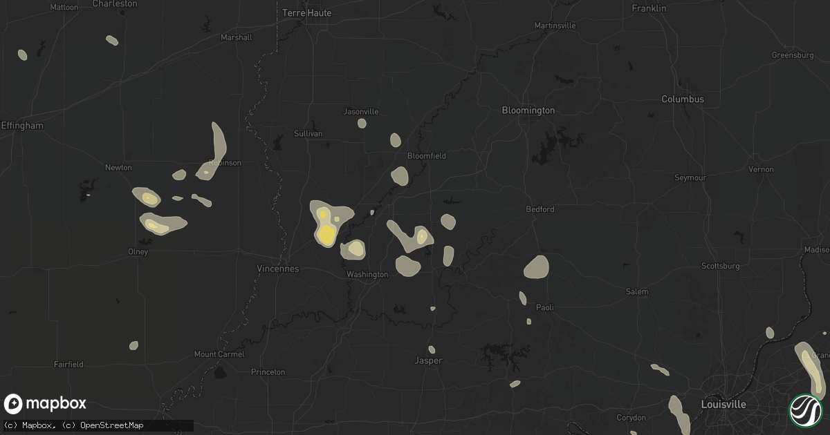Hail map in Odon, IN on September 18, 2026