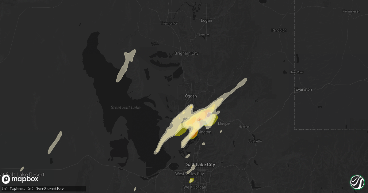 Hail map in Ogden, UT on September 18, 2026
