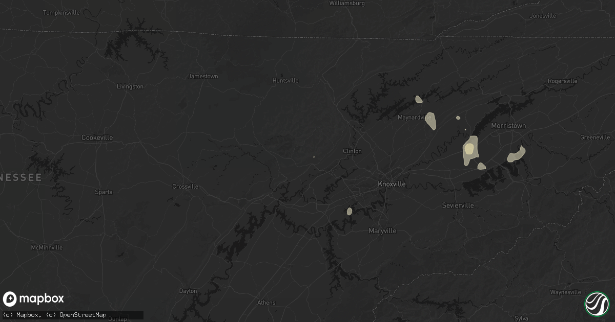 Hail map in Oliver Springs, TN on September 18, 2026