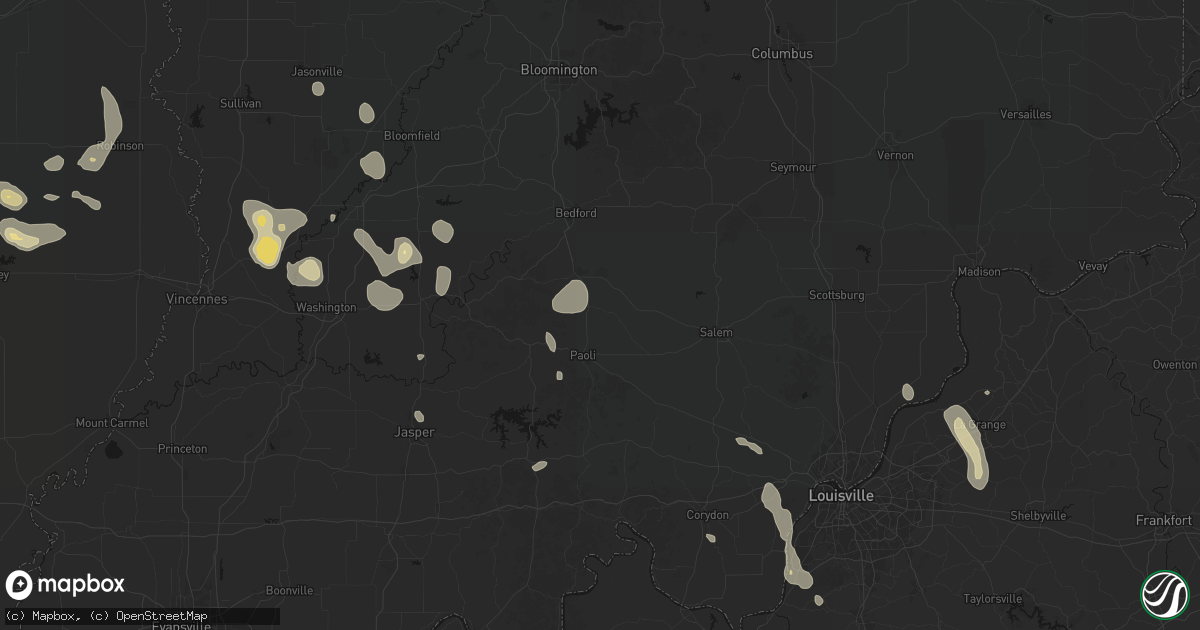 Hail map in Orleans, IN on September 18, 2026