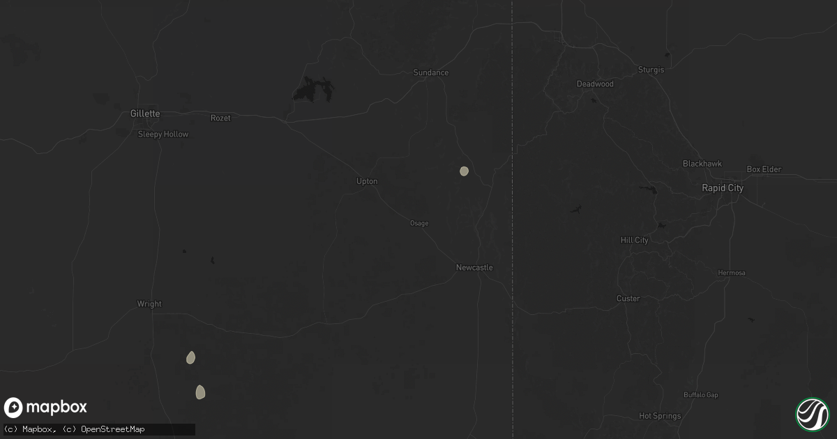 Hail map in Osage, WY on September 18, 2026
