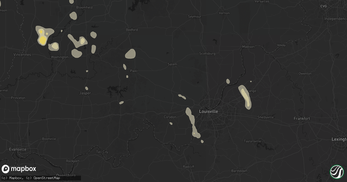 Hail map in Palmyra, IN on September 18, 2026