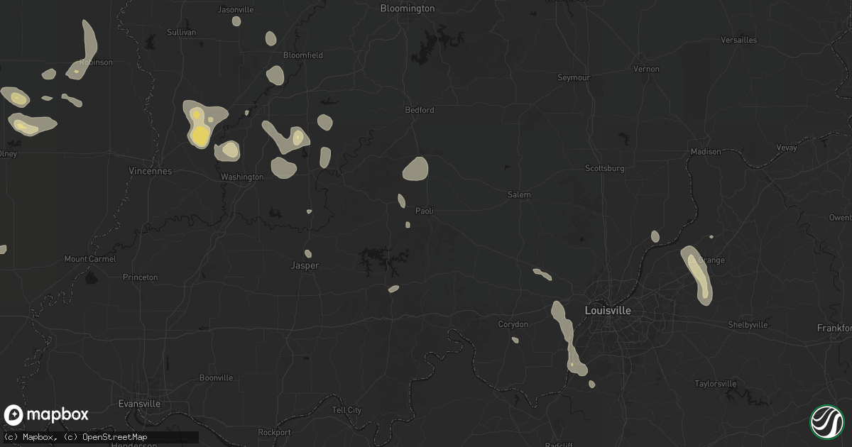 Hail map in Paoli, IN on September 18, 2026
