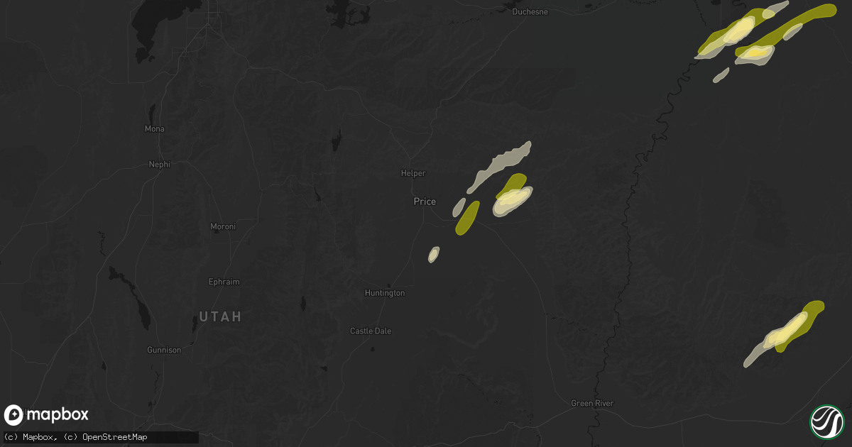 Hail map in Price, UT on September 18, 2026