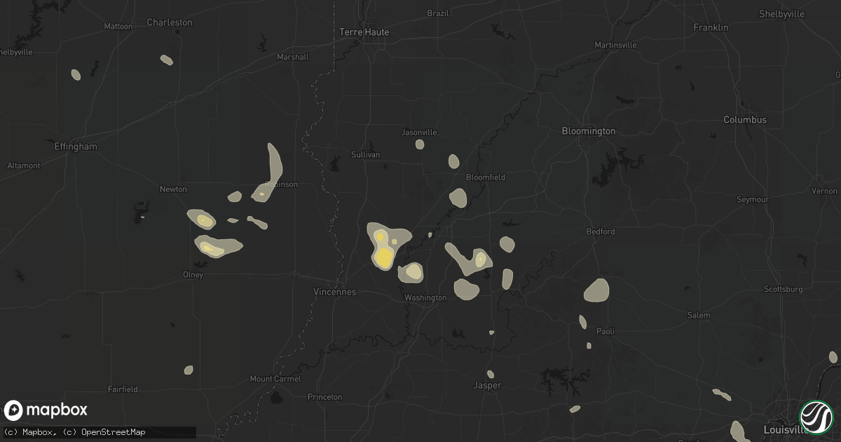 Hail map in Sandborn, IN on September 18, 2026