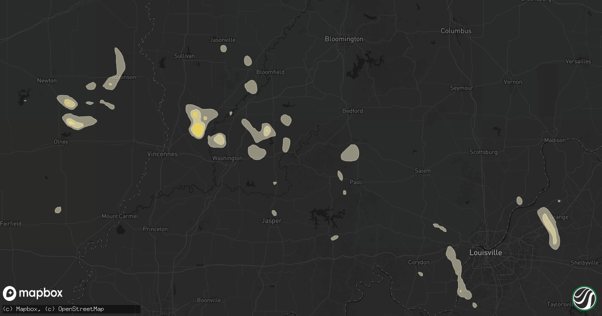 Hail map in Shoals, IN on September 18, 2026