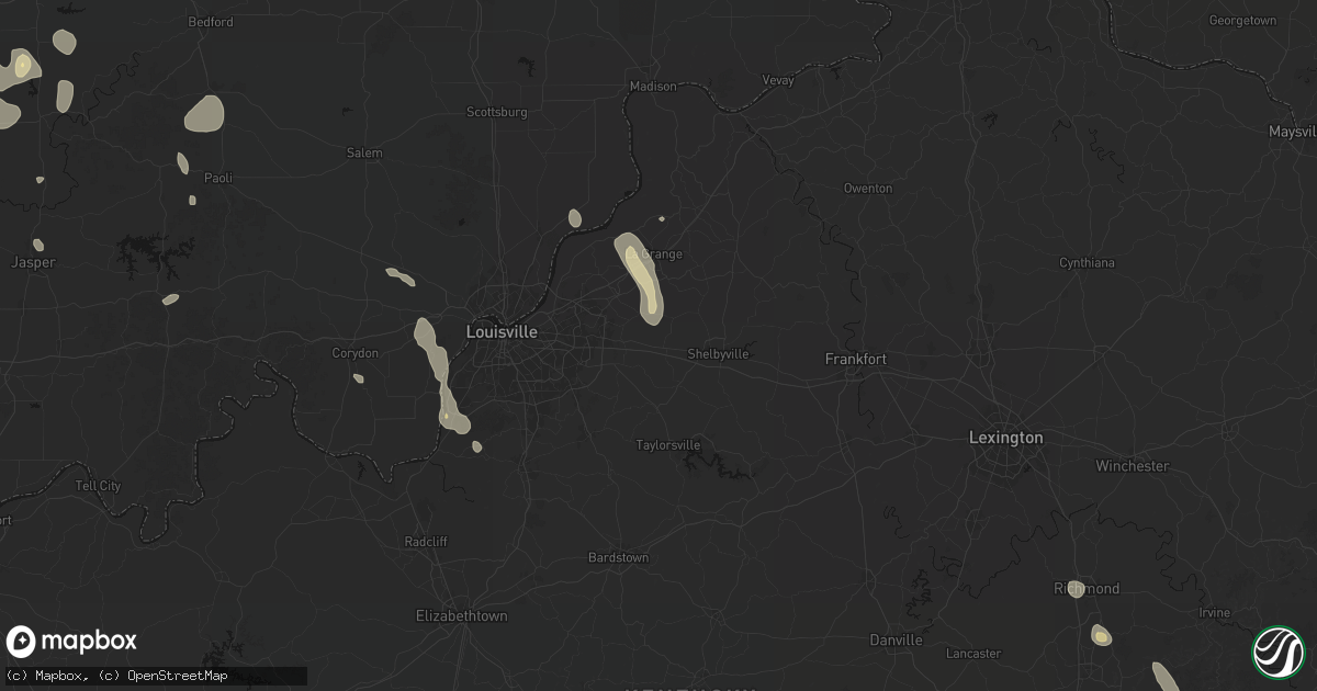 Hail map in Simpsonville, KY on September 18, 2026