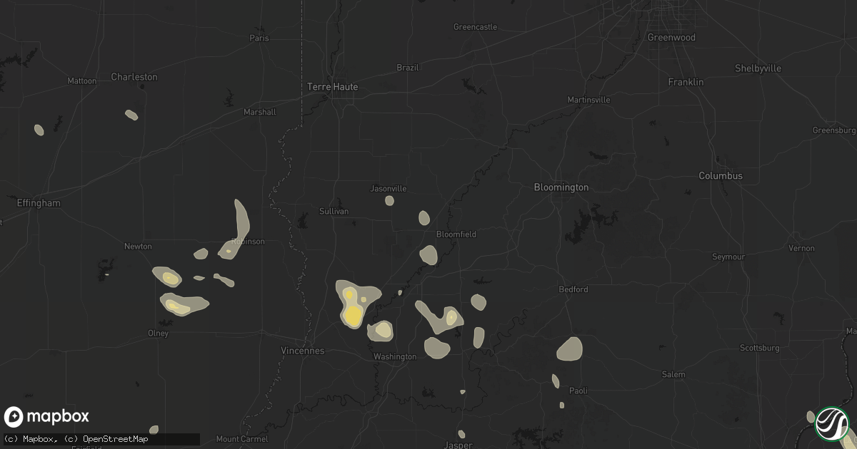 Hail map in Switz City, IN on September 18, 2026